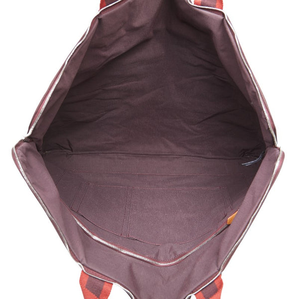 エルメス フールトゥ ポルトドギュマン ビジネスバッグ ハンドバッグ ワインレッド キャンバス メンズ HERMES 【中古】