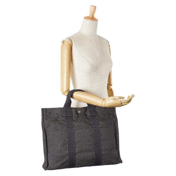 エルメス エールライン トートMM ハンドバッグ トートバッグ グレー キャンバス レディース HERMES 【中古】