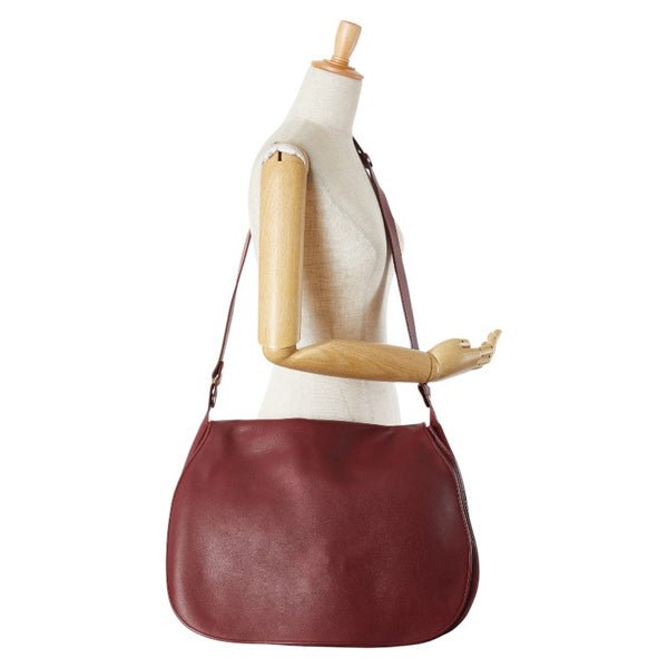 カルティエ ショルダーバッグ ワインレッド レザー スウェード レディース CARTIER 【中古】