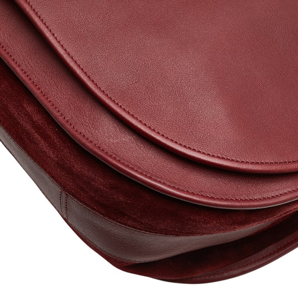 カルティエ ショルダーバッグ ワインレッド レザー スウェード レディース CARTIER 【中古】