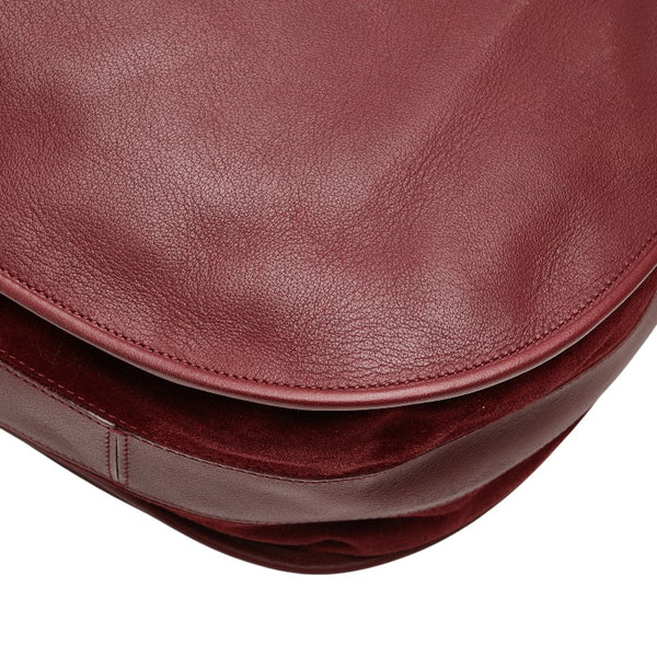 カルティエ ショルダーバッグ ワインレッド レザー スウェード レディース CARTIER 【中古】