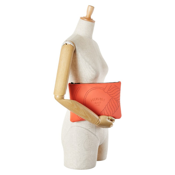 エルメス ネオバン カノエH MM ポーチ 小物入れ オレンジ グルナディーヌ ポリアミド/エラスタン レディース HERMES 【中古】