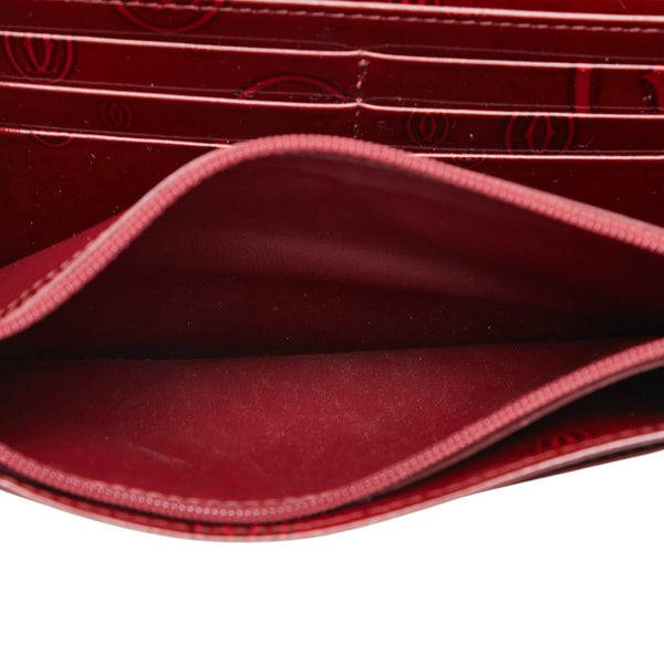 カルティエ ハッピーバースデー 長財布 ワインレッド エナメル レディース CARTIER 【中古】