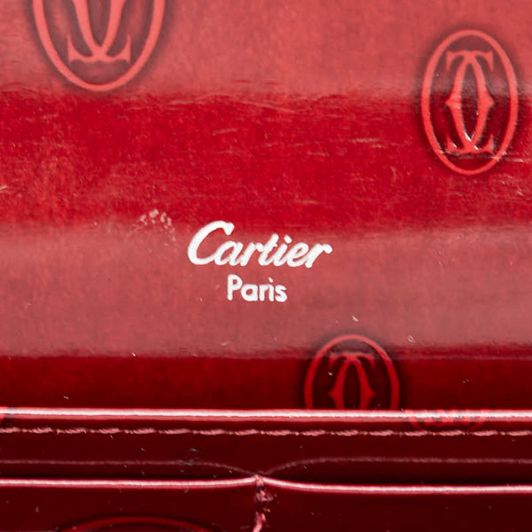 カルティエ ハッピーバースデー 長財布 ワインレッド エナメル レディース CARTIER 【中古】