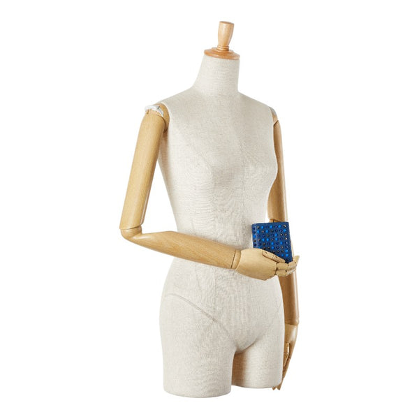 クリスチャンルブタン スタッズ 二つ折り財布 ブルー ネイビー レザー メンズ Christian Louboutin 【中古】