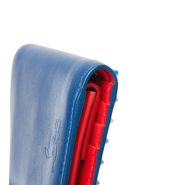 クリスチャンルブタン スタッズ 二つ折り財布 ブルー ネイビー レザー メンズ Christian Louboutin 【中古】