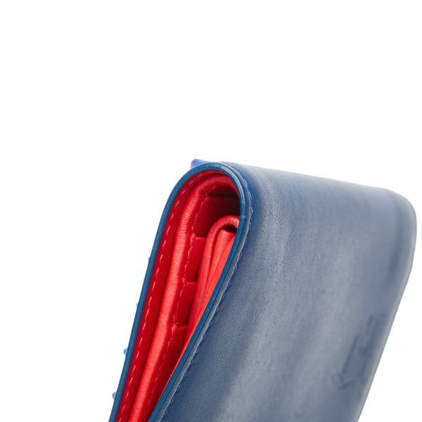 クリスチャンルブタン スタッズ 二つ折り財布 ブルー ネイビー レザー メンズ Christian Louboutin 【中古】