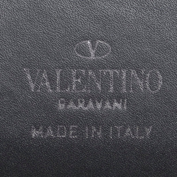 ヴァレンティノ VLTN ロゴ 二つ折り財布 コンパクトウォレット ホワイト ブラック レザー レディース VALENTINO 【中古】