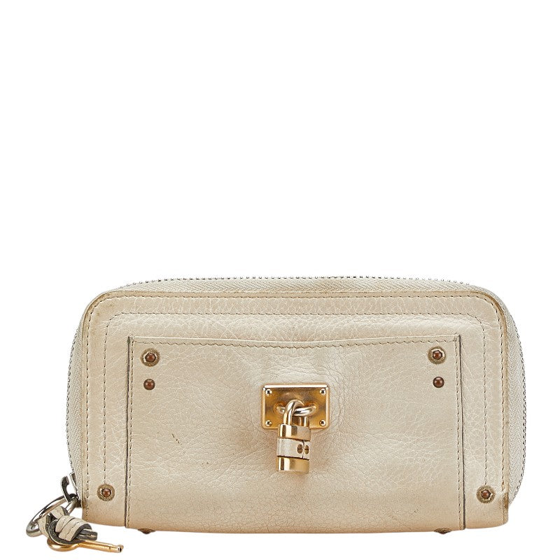 クロエ 長財布 ラウンドファスナー ベージュ レザー レディース Chloe 【中古】