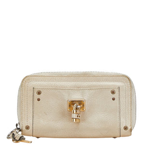 クロエ 長財布 ラウンドファスナー ベージュ レザー レディース Chloe 【中古】