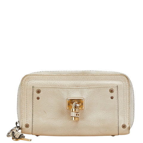 クロエ 長財布 ラウンドファスナー ベージュ レザー レディース Chloe 【中古】
