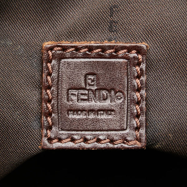 フェンディ ズッカ ポーチ 小物入れ ブラウン ナイロン レザー レディース FENDI 【中古】