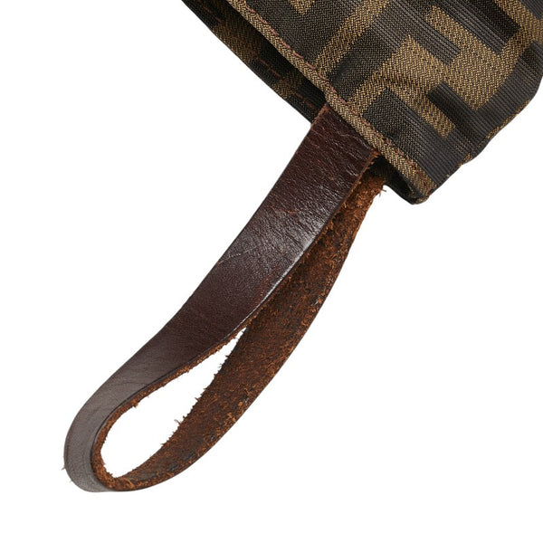 フェンディ ズッカ ポーチ 小物入れ ブラウン ナイロン レザー レディース FENDI 【中古】