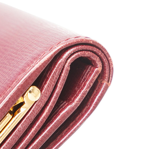 カルティエ マストライン がま口 三つ折り財布 ワインレッド レザー レディース CARTIER 【中古】