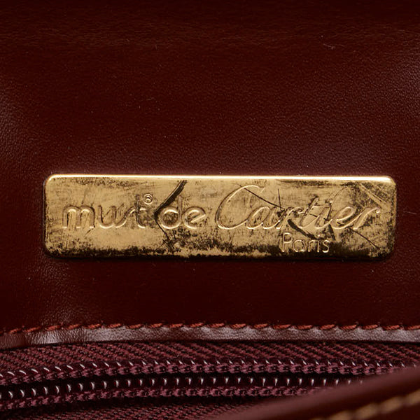カルティエ マストライン クラッチバッグ セカンドバッグ ワインレッド ボルドー レザー レディース CARTIER 【中古】