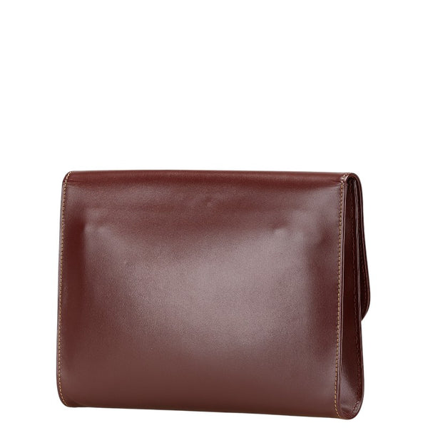 カルティエ マストライン クラッチバッグ セカンドバッグ ワインレッド ボルドー レザー レディース CARTIER 【中古】