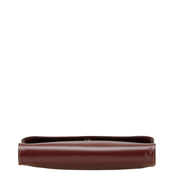 カルティエ マストライン クラッチバッグ セカンドバッグ ワインレッド ボルドー レザー レディース CARTIER 【中古】