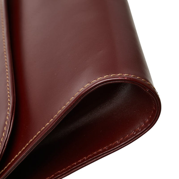 カルティエ マストライン クラッチバッグ セカンドバッグ ワインレッド ボルドー レザー レディース CARTIER 【中古】