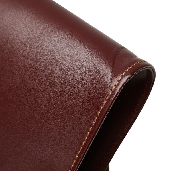 カルティエ マストライン クラッチバッグ セカンドバッグ ワインレッド ボルドー レザー レディース CARTIER 【中古】