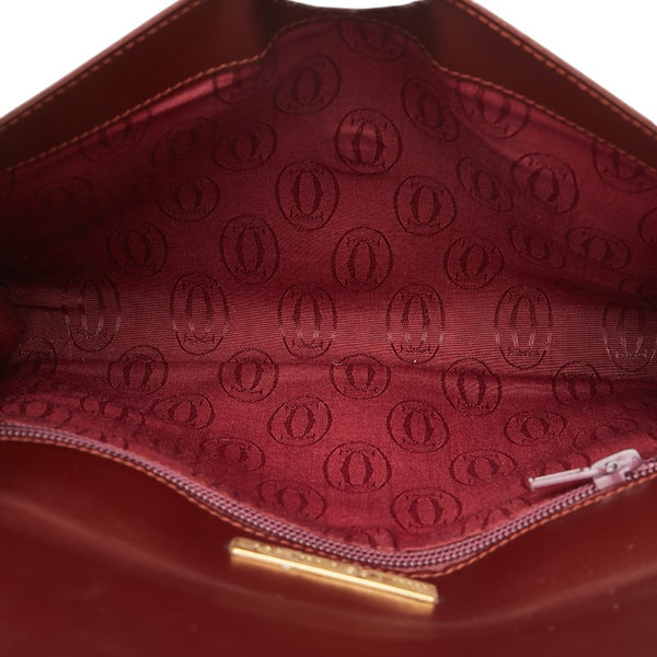 カルティエ マストライン クラッチバッグ セカンドバッグ ワインレッド ボルドー レザー レディース CARTIER 【中古】