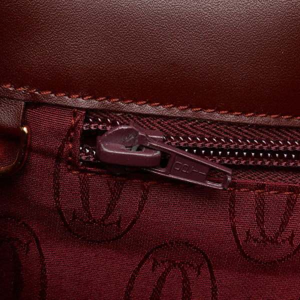 カルティエ マストライン クラッチバッグ セカンドバッグ ワインレッド ボルドー レザー レディース CARTIER 【中古】