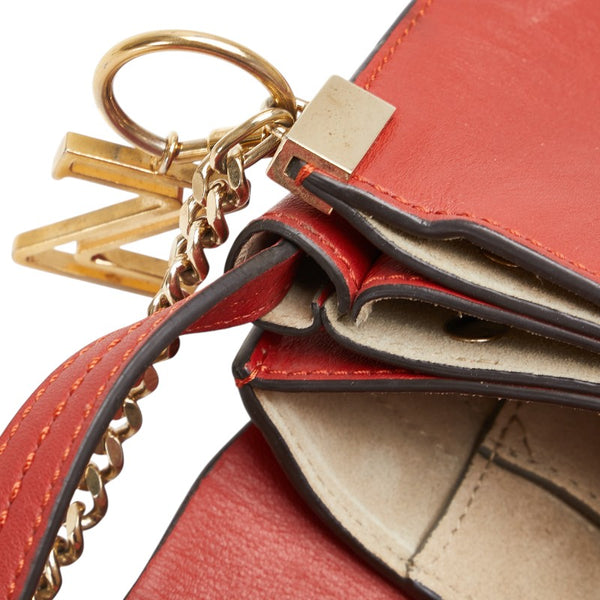 クロエ フェイ スモール 斜め掛け ショルダーバッグ レッド スウェード レザー レディース Chloe 【中古】