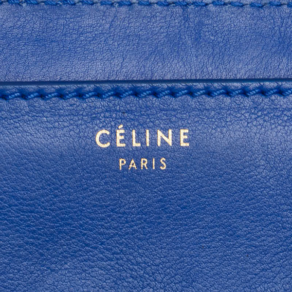セリーヌ ラゲージ ミニショッパー ハンドバッグ ブルー レザー レディース CELINE 【中古】