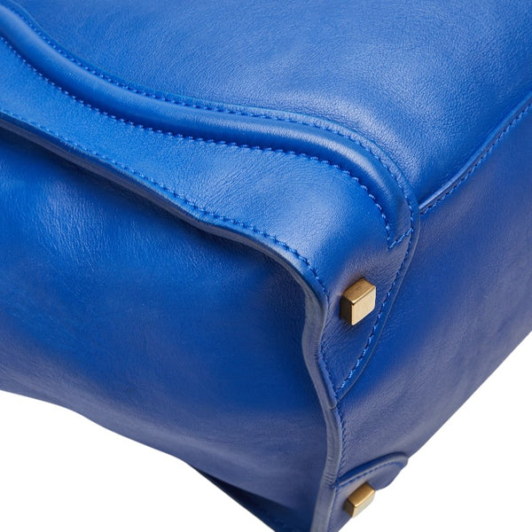 セリーヌ ラゲージ ミニショッパー ハンドバッグ ブルー レザー レディース CELINE 【中古】