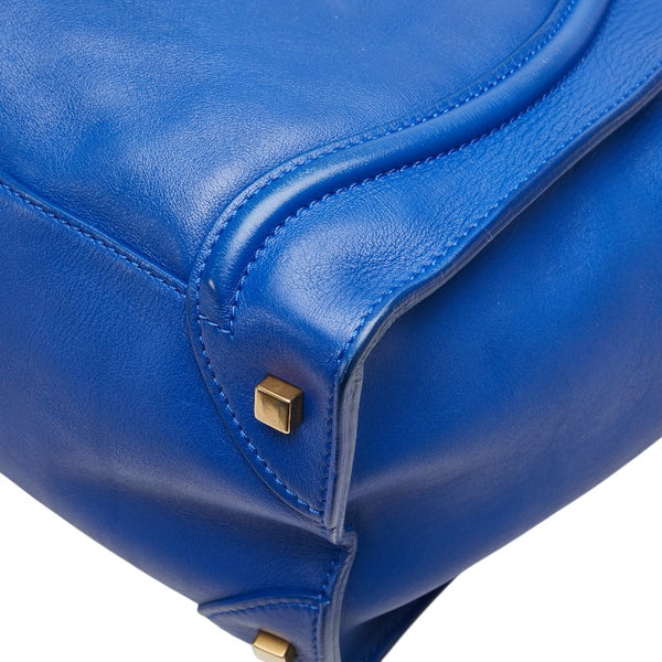 セリーヌ ラゲージ ミニショッパー ハンドバッグ ブルー レザー レディース CELINE 【中古】