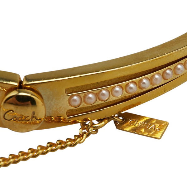 コーチ ブレスレット ゴールド メッキ フェイクパール レディース COACH 【中古】