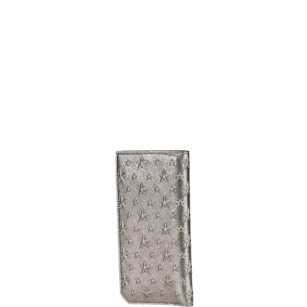 ジミーチュウ スター スタッズ 二つ折り財布 グレー レザー レディース JIMMY CHOO 【中古】