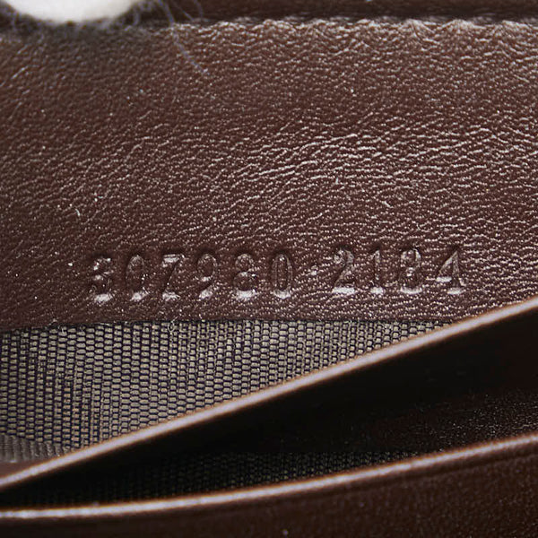 グッチ グッチシマ ラウンドファスナー 長財布 307980 ブラウン レザー レディース GUCCI 【中古】