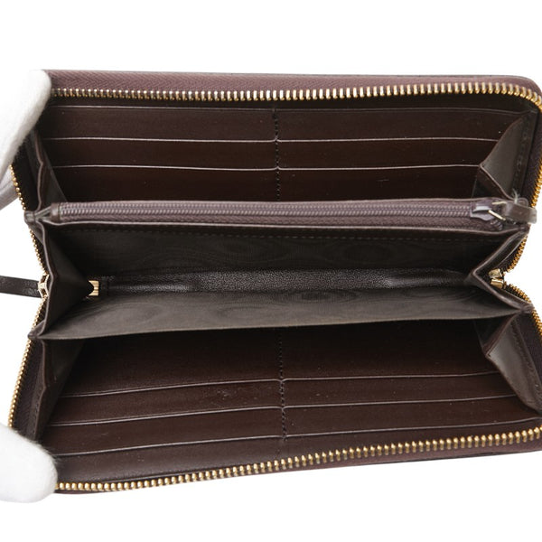 グッチ グッチシマ ラウンドファスナー 長財布 307980 ブラウン レザー レディース GUCCI 【中古】