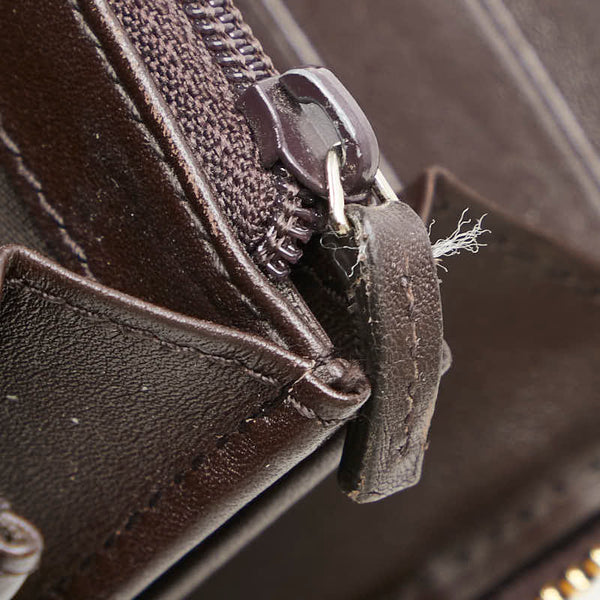 グッチ グッチシマ ラウンドファスナー 長財布 307980 ブラウン レザー レディース GUCCI 【中古】