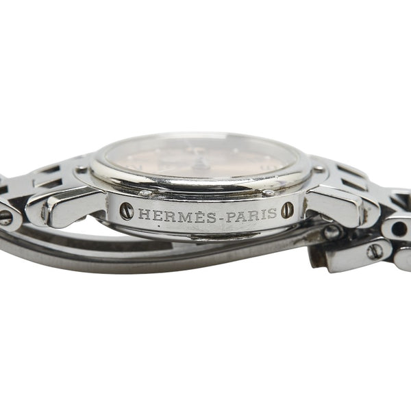 エルメス クリッパー 腕時計 CL4.210 クオーツ ピンク文字盤 ステンレススチール レディース HERMES 【中古】