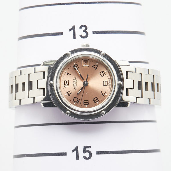 エルメス クリッパー 腕時計 CL4.210 クオーツ ピンク文字盤 ステンレススチール レディース HERMES 【中古】