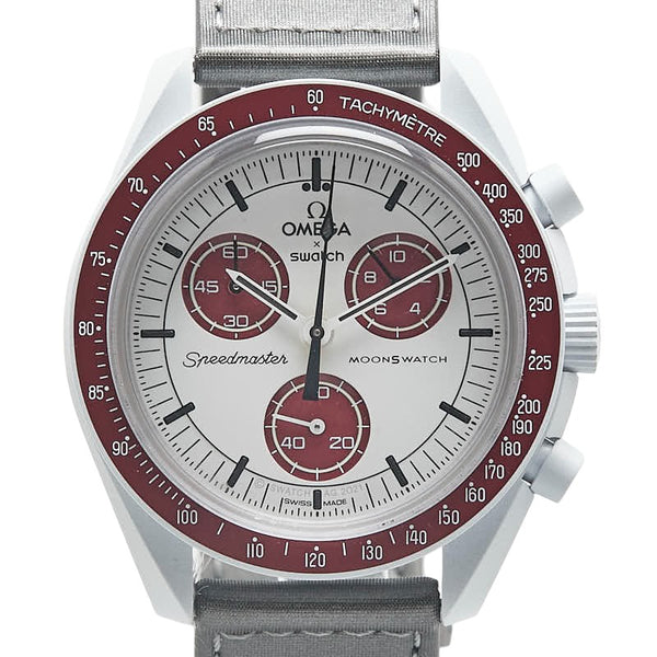 オメガ ×スウォッチ ムーンスウォッチ MISSION TO PLUTO 腕時計 SO33M101 クオーツ ホワイト文字盤 セラミック ナイロン メンズ OMEGA 【中古】