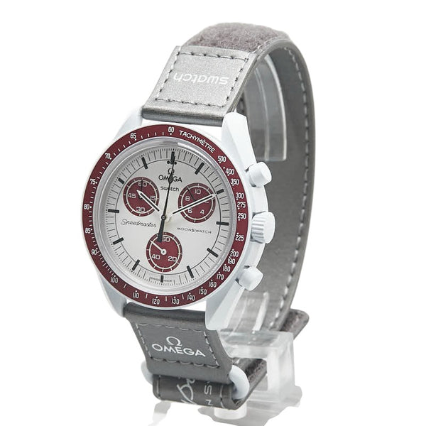 オメガ ×スウォッチ ムーンスウォッチ MISSION TO PLUTO 腕時計 SO33M101 クオーツ ホワイト文字盤 セラミック ナイロン メンズ OMEGA 【中古】