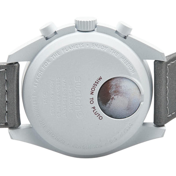 オメガ ×スウォッチ ムーンスウォッチ MISSION TO PLUTO 腕時計 SO33M101 クオーツ ホワイト文字盤 セラミック ナイロン メンズ OMEGA 【中古】