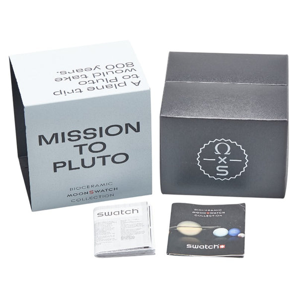 オメガ ×スウォッチ ムーンスウォッチ MISSION TO PLUTO 腕時計 SO33M101 クオーツ ホワイト文字盤 セラミック ナイロン メンズ OMEGA 【中古】