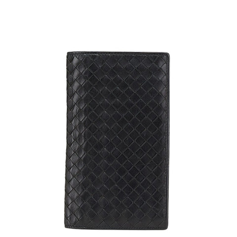 ボッテガヴェネタ イントレチャート 長財布 ブラック レザー レディース BOTTEGAVENETA 【中古】