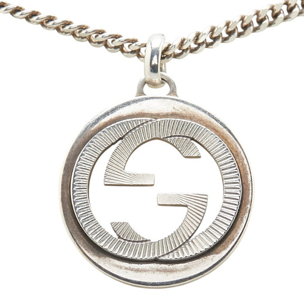 グッチ インターロッキングG ラウンド ネックレス SV925 シルバー レディース GUCCI 【中古】