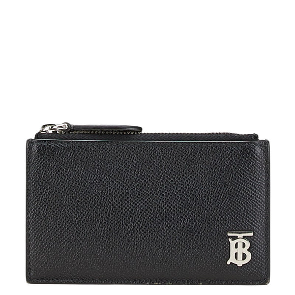 バーバリー TBロゴ コインケース パスケース フラグメントケース ブラック レザー レディース BURBERRY 【中古】
