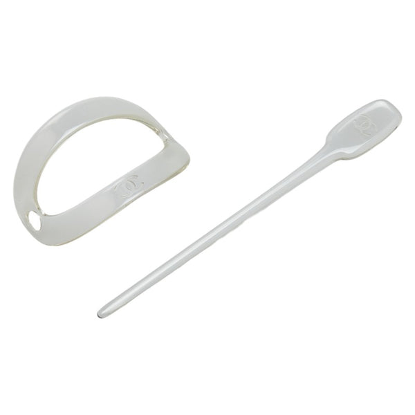 シャネル ココマーク かんざし 髪留め 髪飾り ヘアアクセサリー クリア プラスチック レディース CHANEL 【中古】