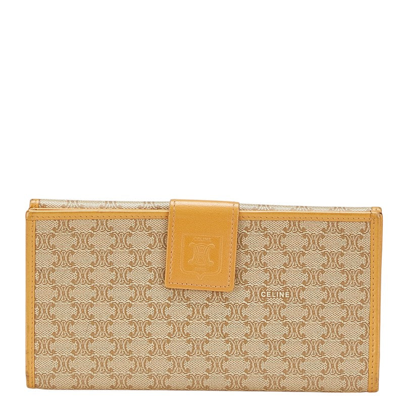 セリーヌ マカダム 長財布 ベージュ PVC レザー レディース CELINE 【中古】
