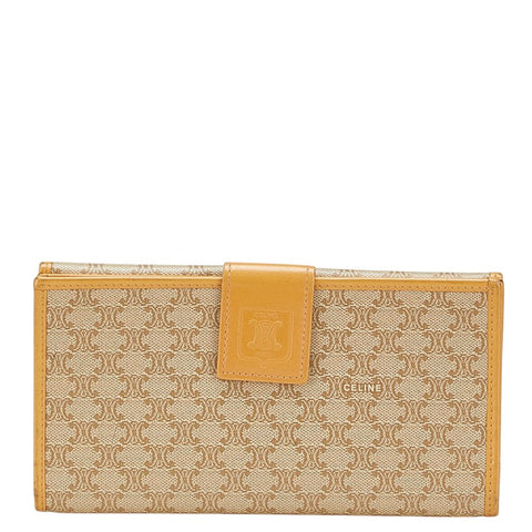 セリーヌ マカダム 長財布 ベージュ PVC レザー レディース CELINE 【中古】