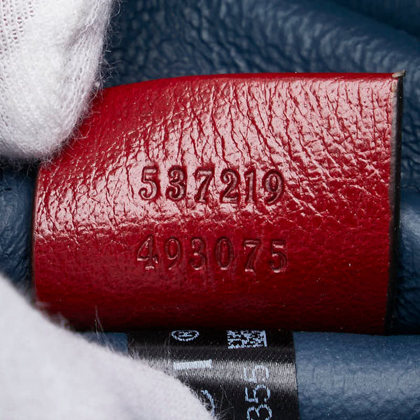 グッチ シェリーライン ラジャ タイガーヘッド チェーン トートバッグ ショルダーバッグ 537219 ネイビー レッド レザー スエード レディース GUCCI 【中古】