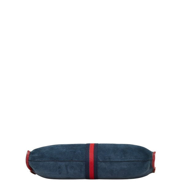 グッチ シェリーライン ラジャ タイガーヘッド チェーン トートバッグ ショルダーバッグ 537219 ネイビー レッド レザー スエード レディース GUCCI 【中古】