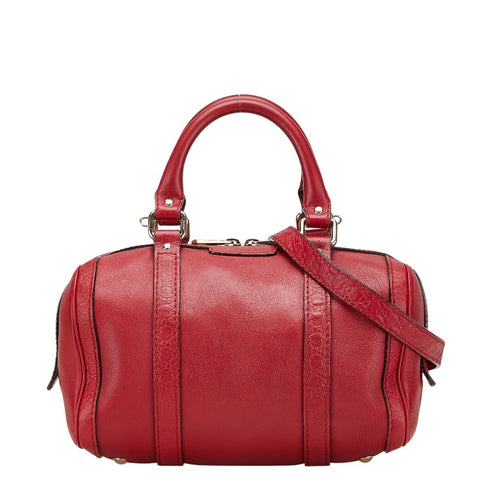 グッチ マイクロ グッチシマ ハンドバッグ ショルダーバッグ 2WAY 269876 レッド レザー レディース GUCCI 【中古】
