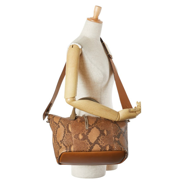 クロエ ハンドバッグ ショルダーバッグ 2WAY ブラウン レザー パイソン レディース Chloe 【中古】